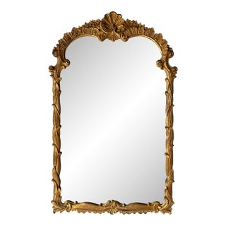 Palm Beach / Hollywood Regency - Style Italian Hand-Carved Gilt Wood Wall Mirror For Sale
