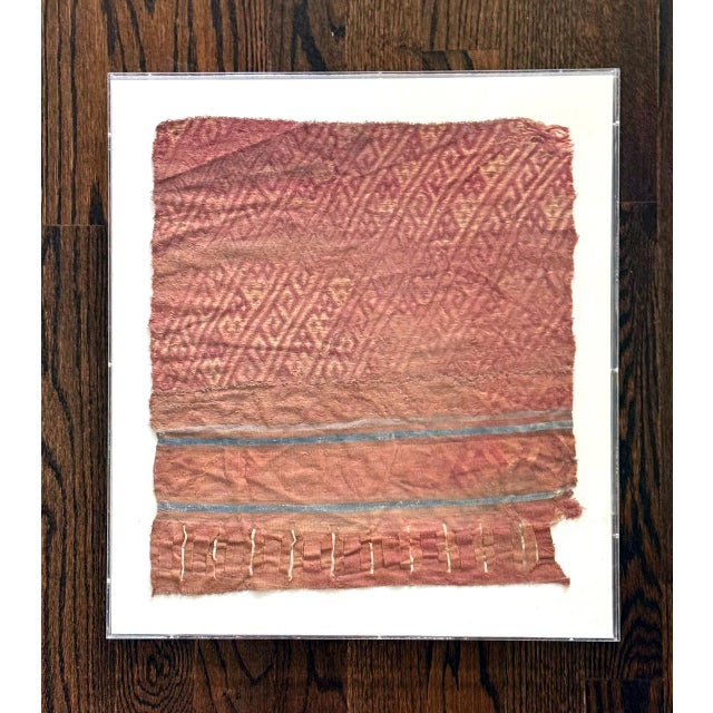 A piece of finely woven textile fragment from Chancay culture circa 10th-15th century, which thrived in the Central coast...
