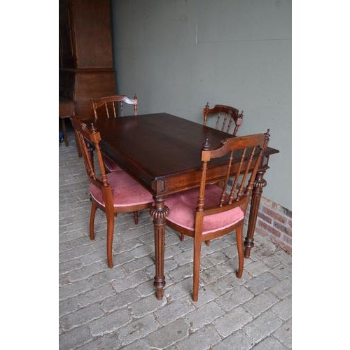 Antique Mahogany Dining Table & Chairs, Set of 5 For Sale - Image 5 of 10