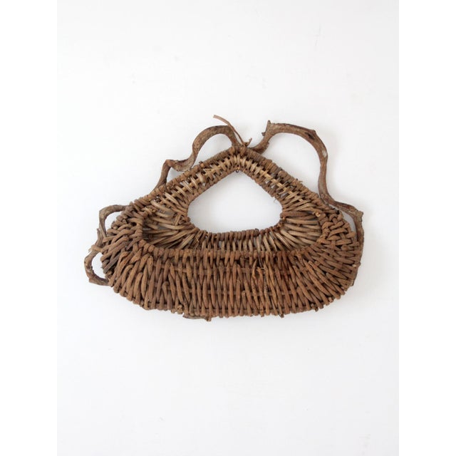 Wood Vintage Woven Vine Wall Basket For Sale - Image 7 of 10