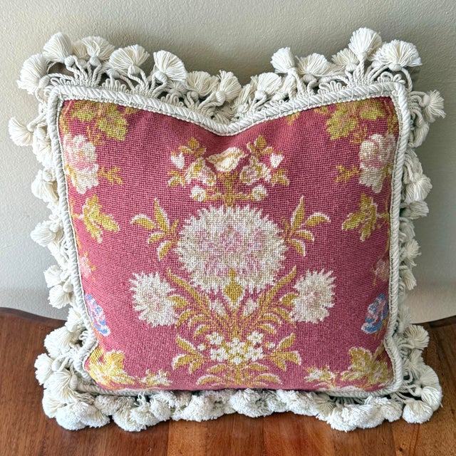 Mary Jane McCarty Designs Vintage French Aubusson Style Needlepoint Pillow For Sale - Image 4 of 7