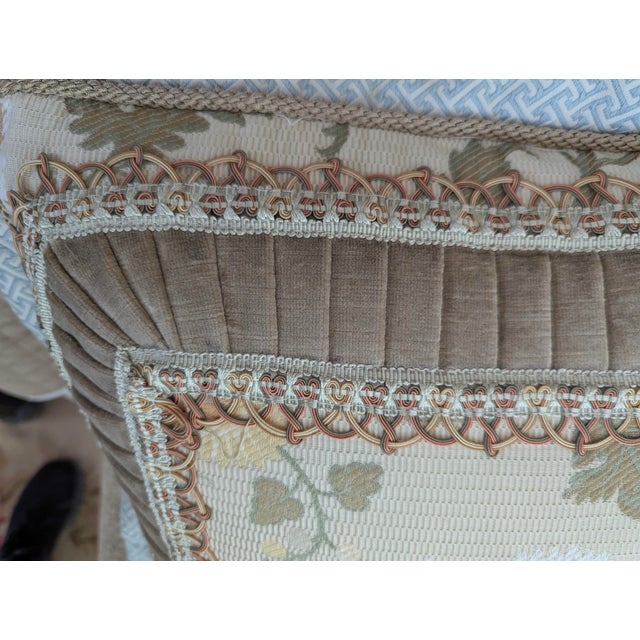 A Pair of Scalamandre Silk Embridered Fabric With Woven Looped Beaded Cord and Velvet Borders For Sale - Image 9 of 10