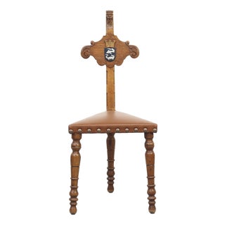 Antique Decorative Hall Chair in Oak, 1890s For Sale