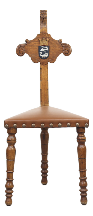 Antique Decorative Hall Chair in Oak, 1890s