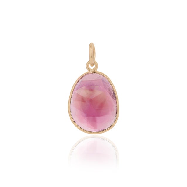 VR Jewels Uncut Natural 3.33 Carat Pink Tourmaline Pendant in 14k Yellow Gold For Sale - Image 4 of 15