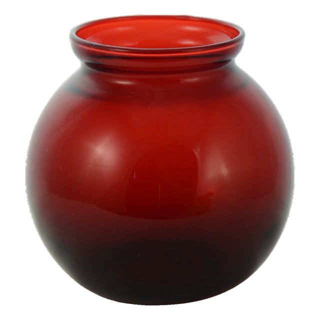 Red Ruby Glass Ball Vase For Sale