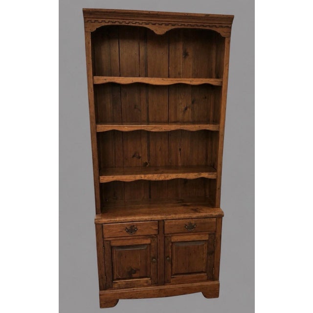 Late 20th Century Late 20th Century Rustic Solid Wood Hutch Cabinet Bookcase Cupboard Farmhouse Display Storage For Sale - Image 5 of 6
