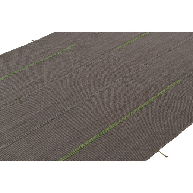 Rug & Kilim’s Custom Kilim Design in Gray With Green and Brown Accents For Sale In New York - Image 6 of 7