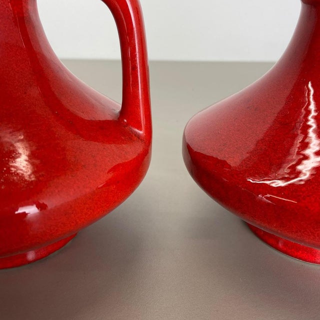Red-Glaze Fat Lava UFO Vases from Jopeko, Germany, 1970s, Set of 2 For Sale - Image 11 of 18