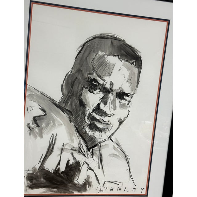 Contemporary Original Steve Penley of Bo Jackson - Charcoal on Paper For Sale - Image 4 of 4