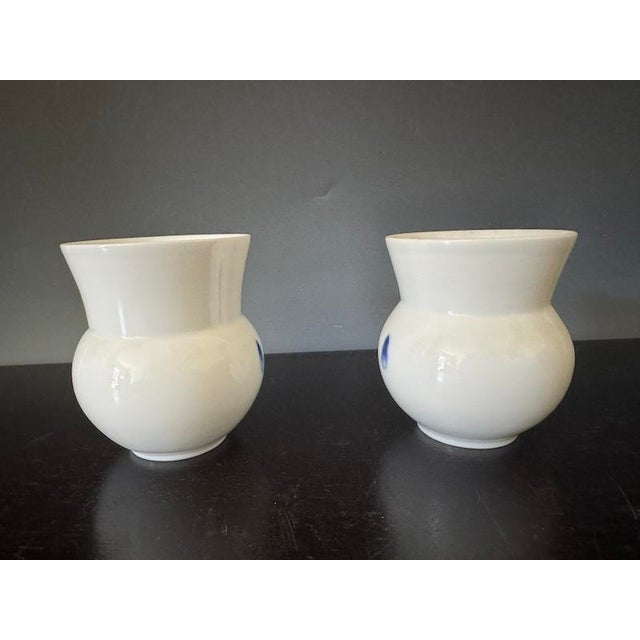 Pair of Porcelain Tea Cups by Park Young Sook (b. 1947-) With signature Tear Drop Brush Stroke in Cobalt Blue. Signed on...