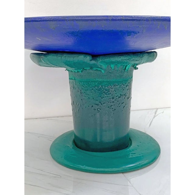 Sunburst Mushroom Table in Green and Blue, Louis Durot, 1990's For Sale In Los Angeles - Image 6 of 8