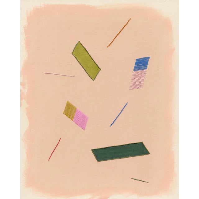 Blush Pink Playful Abstract 'Confetti' Art Print, Geometric Shapes, 38 X 30 Unframed Print For Sale