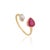 VR Jewels Pear Cut 1.45ct Ruby Diamond Open Face Modern 14k Gold Ring Size 6 For Sale - Image 4 of 18
