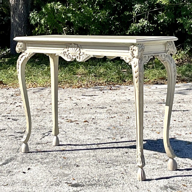 Traditional Vintage Regency Carved Rams Head Console Table For Sale - Image 3 of 7