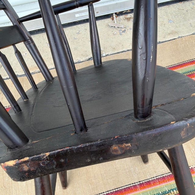 Antique Federal Windsor Splat-Back Armchair Vermont or New York, 1820's For Sale - Image 13 of 16