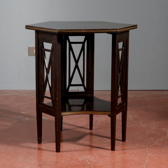 Hexagonal Liberty Coffee Table with Brass Frames, 1920s For Sale - Image 13 of 18