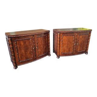 Late 20th Century Pair of Faux Bamboo Two-Door Commodes For Sale