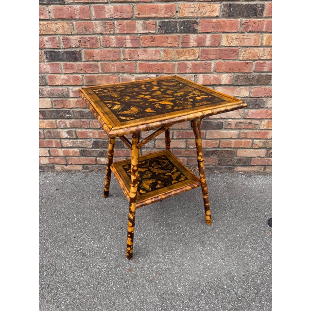 19th Century 19th Century Decoupage Bamboo Side Table For Sale - Image 5 of 6
