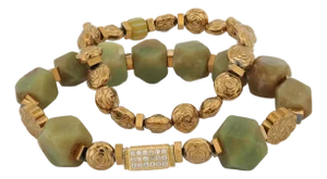 Spiritual Garden Natural Jade & Gold Bracelet Set