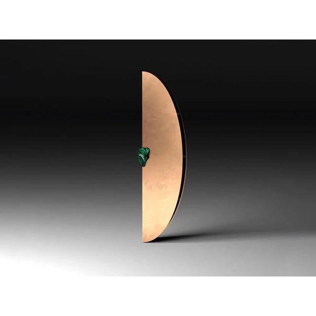 Bow cabinet with Malachite by Pierre De Valck. Dimensions: W 63 x D 30 x H 190 cm. Materials: Polished bronze with...
