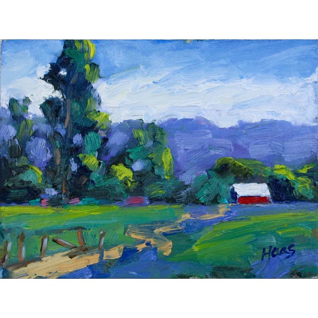Red Barn, Expressionist Oil Painting For Sale