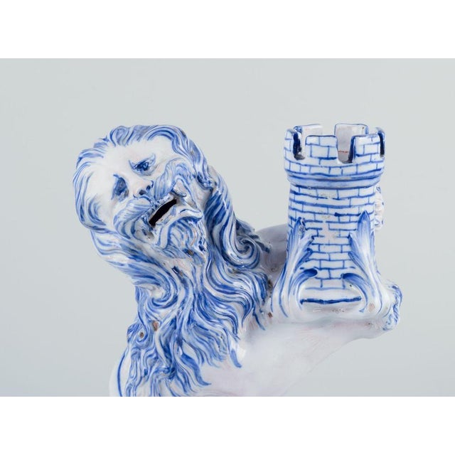Faience Seated Lions Candleholders by Emile Gallé for Nancy, St Clement., Set of 2 For Sale - Image 4 of 10