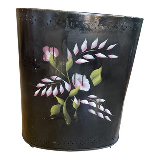 1920’s Hand Painted Metal Laundry Bin Hamper For Sale