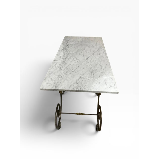 1950s Mid-Century Reproduction French Patisserie Marble Top Table For Sale - Image 5 of 11