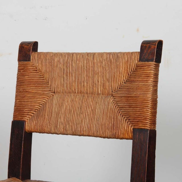 Straw-Seated Wood Chair, France, 1940s For Sale - Image 6 of 8