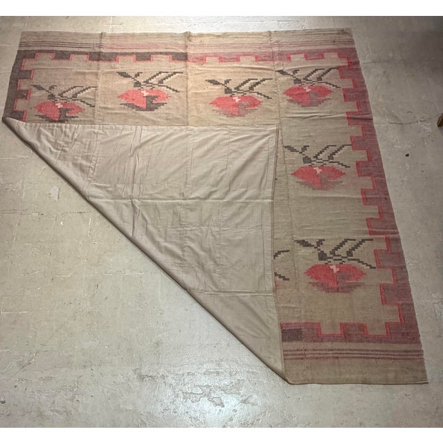 Textile Antique Greek Handwoven Flatweave Kilim With Stylized Floral Motifs, C. 1900 For Sale - Image 7 of 7