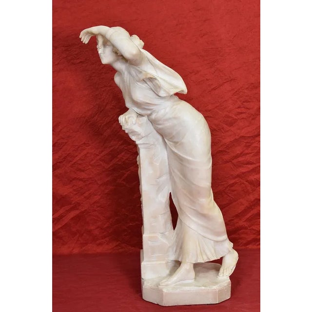 Giuseppe Gambogi, Young Girl Sculpture, 19th Century, Alabaster For Sale - Image 4 of 12