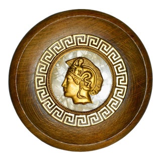 Vintage Small Grecian Wooden & Inlaid Wall Hanging For Sale