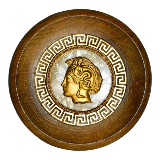 Vintage Small Grecian Wooden & Inlaid Wall Hanging For Sale