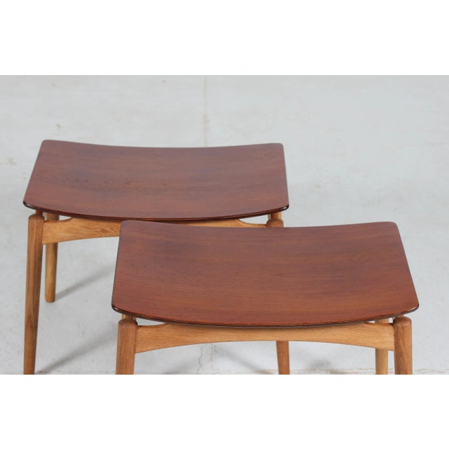 Wood Set of Danish Teak and Oak Stools from Ølholm Møbelfabrik, Denmark, 1960s For Sale - Image 7 of 11