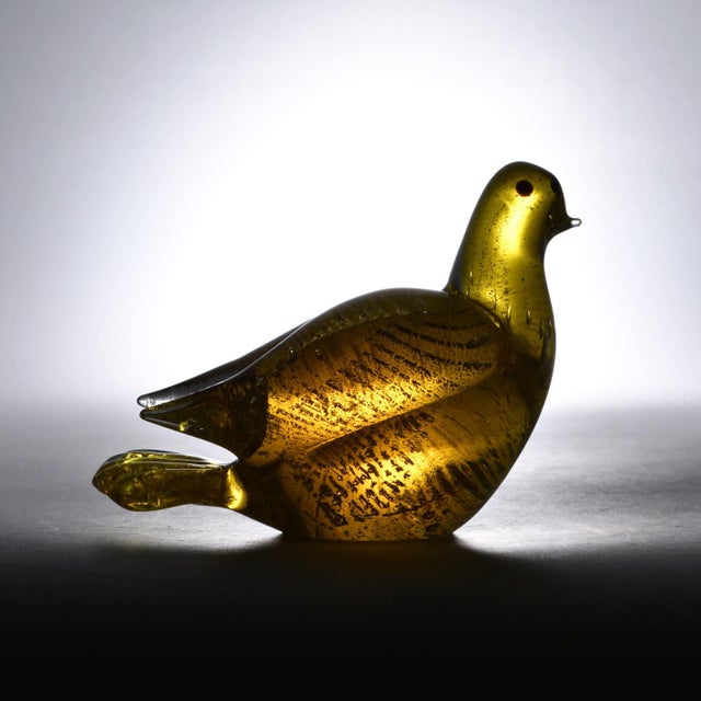 Yellow and Gold Glass Bird Figurine from Murano, 1960s For Sale - Image 7 of 11