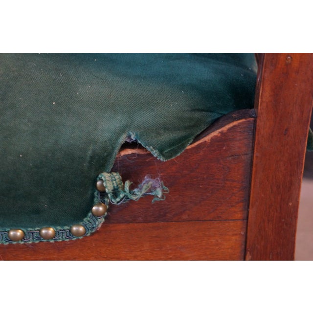 Antique Victorian Eastlake Carved Mahogany Tufted Velvet Parlor Side Chair For Sale - Image 15 of 18
