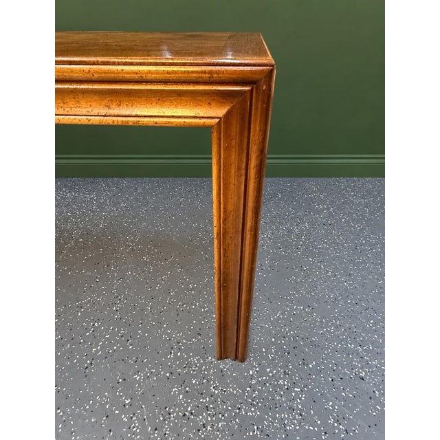 1980s 1980's Lane Furniture Bookmatched Burlwood Parsons Console Table For Sale - Image 5 of 10