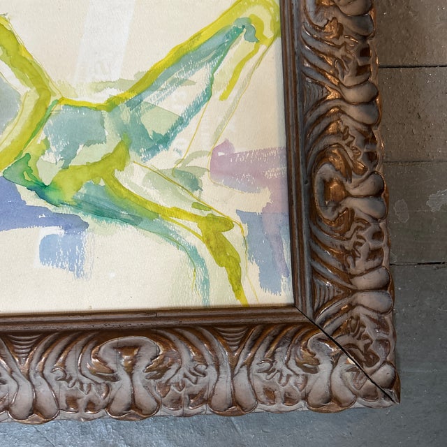 Abstract 1970’s Abstract Male Nude Figure Watercolor Painting For Sale - Image 3 of 6