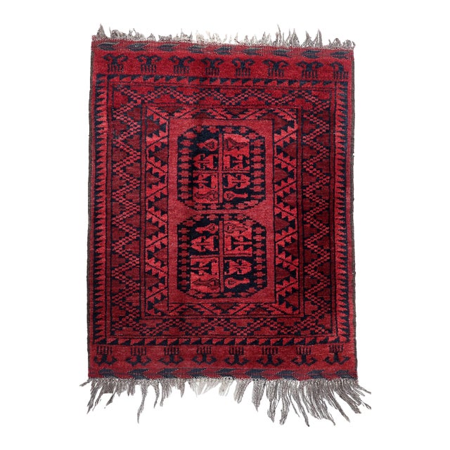 1940s, Handmade Vintage Afghan Ersari Rug 2.2' X 2.9' For Sale