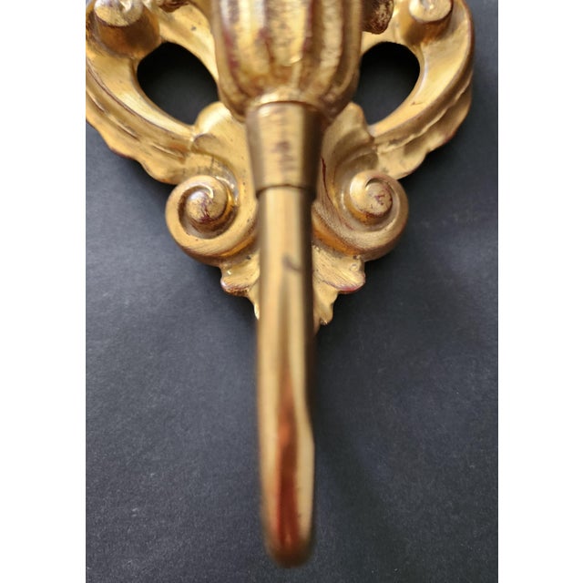 Neo-Classical Louis XV Rocaille Wall Lamps with Gilded Carved Wood Appliqués, Italy, 1940s, Set of 2 For Sale - Image 17 of 18