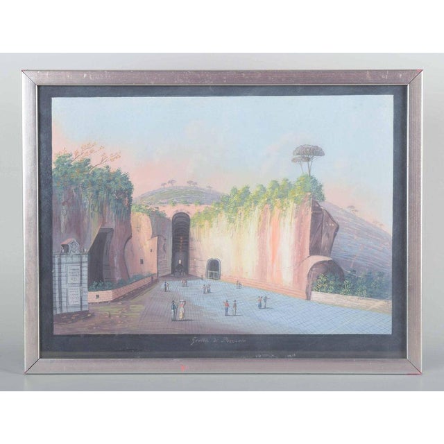 Italian artist (c. 1900). “Grotta di Pozzuolo”. Gouache on paper. A captivating depiction of the famous Grotta di...