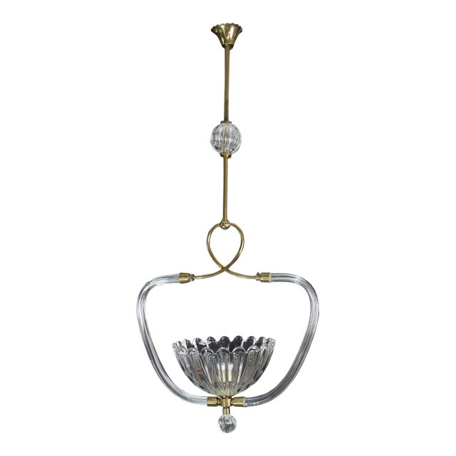 1950s Amazing Art Decò Murano Glass Pendant Chandelier by Ercole Barovier For Sale