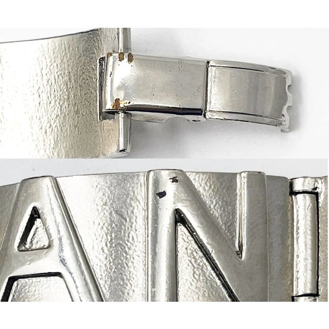 1990s Chanel Silver CC Letter Cuff Link Bracelet For Sale - Image 5 of 5