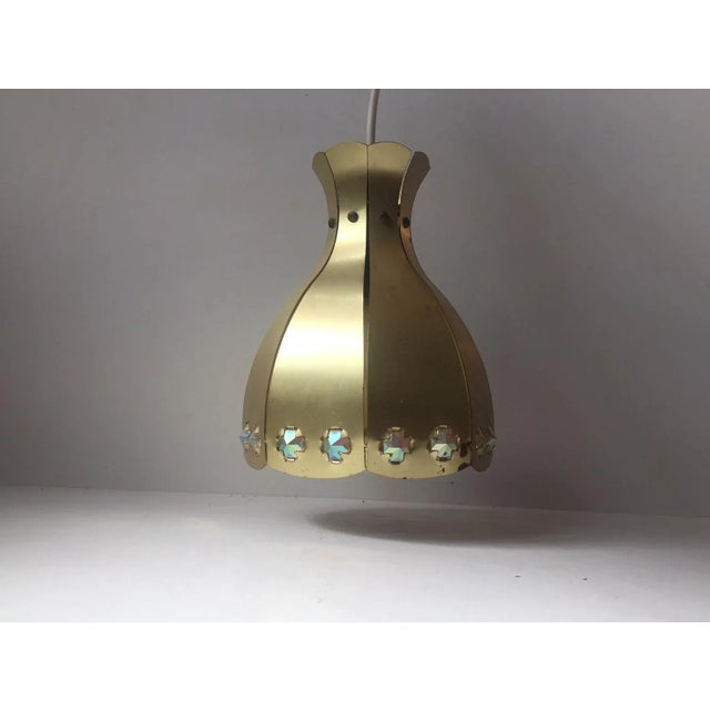 Mid-Century Modern Vintage Danish Brass Pendant Lamp from Coronell Elektro, 1970s For Sale - Image 3 of 8