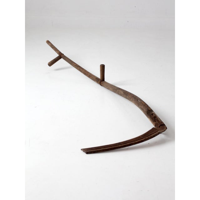 Early 20th Century Antique Wood and Iron Farm Scythe For Sale - Image 5 of 11