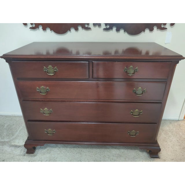 Wood Drexel Furniture Vintage Solid Mahogany Georgian Dresser - Late 20th Century For Sale - Image 7 of 7