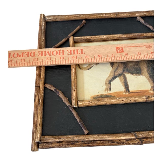 British Colonial Style Elephant and Leopard Prints in Bamboo-Style Wood Frames Safari Decor — A Pair For Sale - Image 9 of 9
