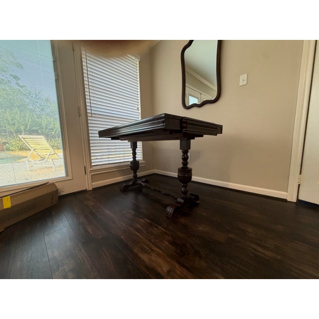 Vintage Jacobean Revival Draw-Leaf Console Table / Pub Table For Sale In Houston - Image 6 of 6