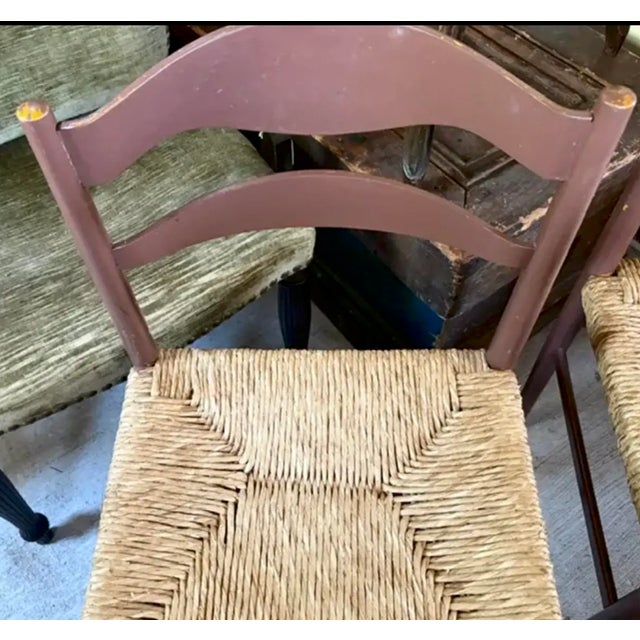 Wood French Country Dining Chairs With Rush Seats For Sale - Image 7 of 9